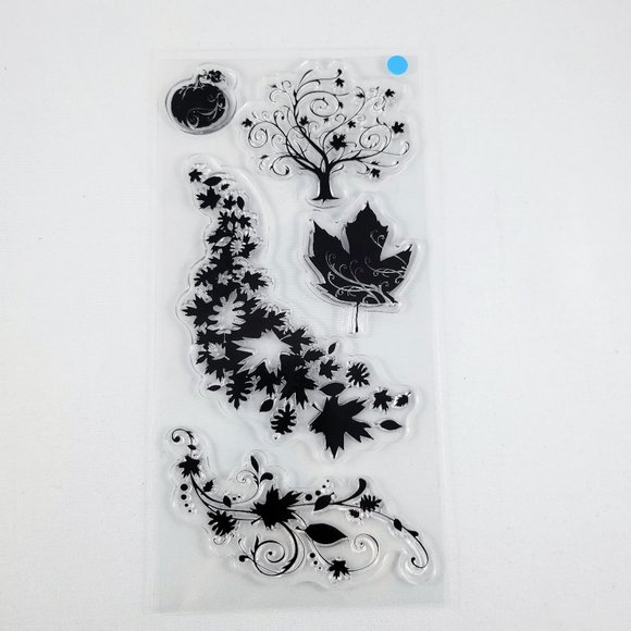 Fall Flourish Fall Season Clear Stamps Inkadinkado Tree Leaves Paper Crafts Card - Picture 3 of 7